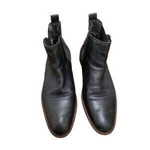 Dune London Men Black Leather Chelsea Boots Elastic Gussets & Pull Tabs SZ 44